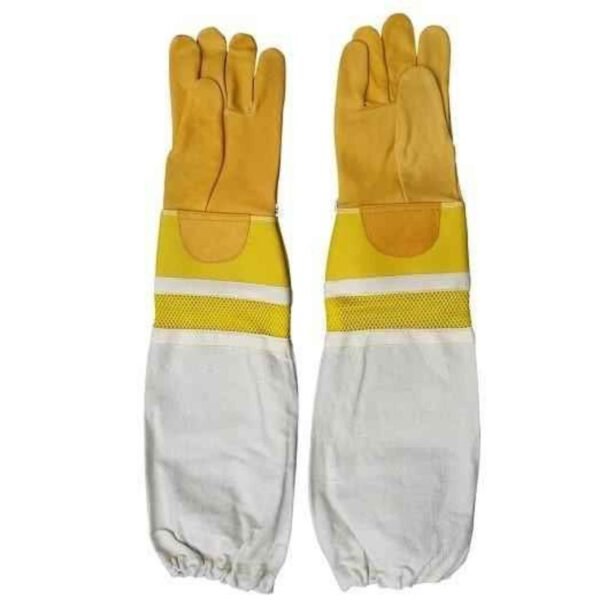 Cowhide leather beekeeping Gloves with cotton cuffs