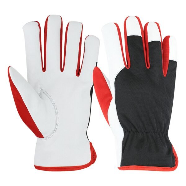 Black and red leather assembly gloves